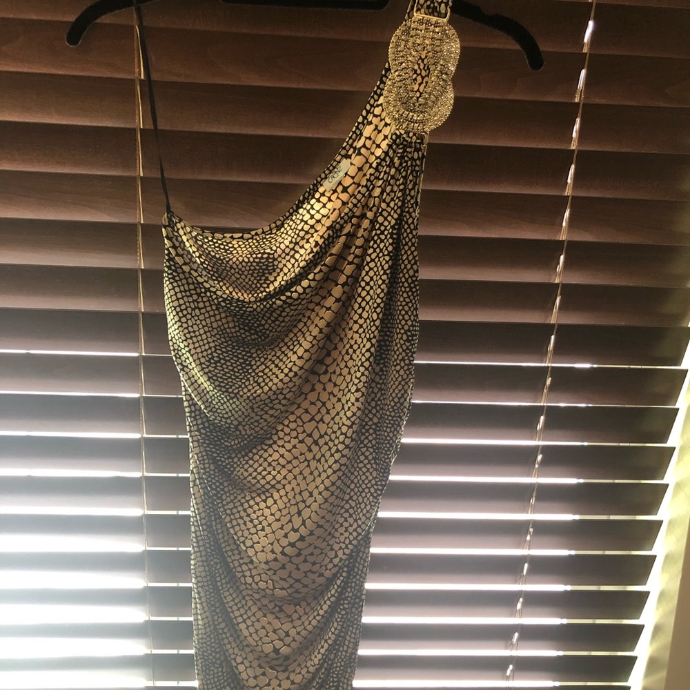 One shoulder snakeskin dress by Cache